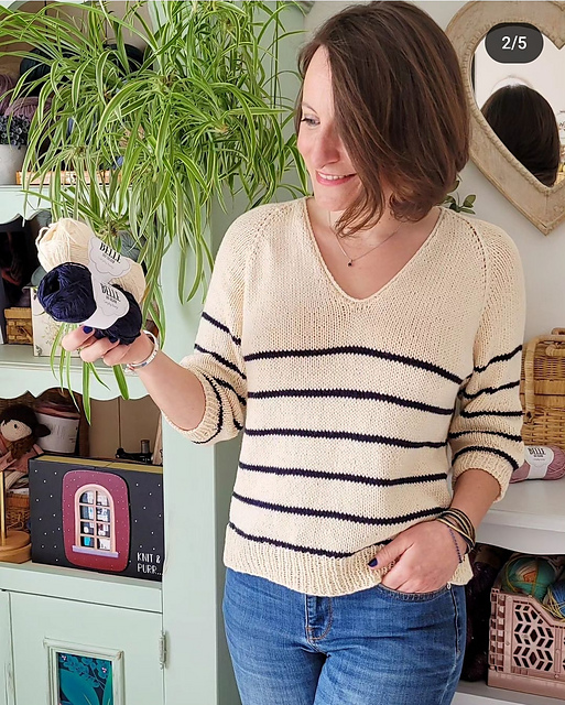 maglione a righe di cotone facile