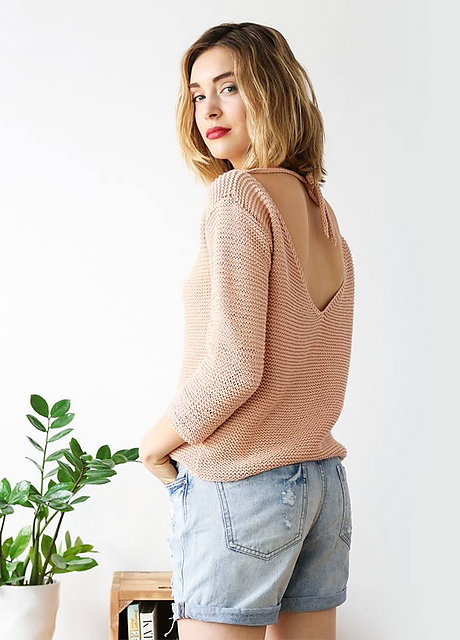 schema maglione di cotone facile con scollo